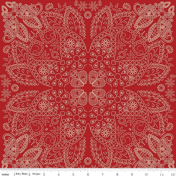 Cowboys Bandana Barn Red Cotton Fabric