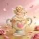 thumbnail image 4 of Regalo romántico de adorno de taza de té | Decoración acrílica en forma de corazón 15cm | Juego de tazas de té con temática de amor, platillo a juego, cuchara para remover | Acabado brillante, 4 of 4