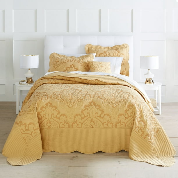 BrylaneHome Amelia Bedspread King, Honey Gold Yellow