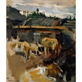 thumbnail image 2 of Akseli Gallen-Kallela 12x14 Gold Ornate Wood Frame and Double Matted Museum Art Print Titled - Cattle (1886), 2 of 4