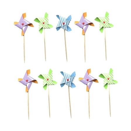 HOMEMAXS 36pcs Windmill Cake Toppers for Birthday Cakes and Cupcakes