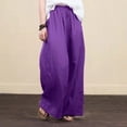 thumbnail image 6 of Lmnyox Cotton Linen Pants for Women Wide Leg High Waist Drawstring Trousers Summer Casual Pants with Pocket, 6 of 6