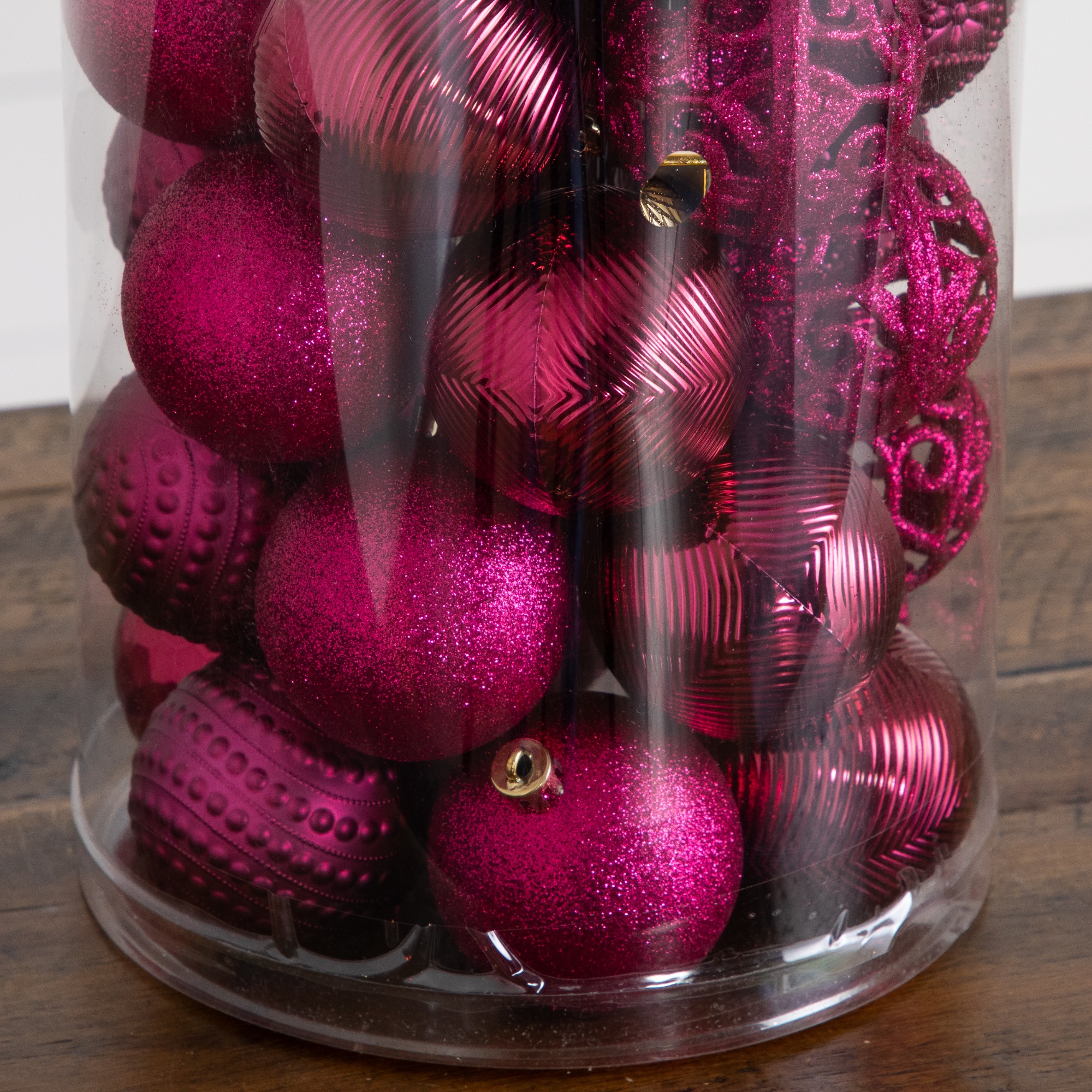 37-pc Fuchsia Shatterproof Christmas Ornaments