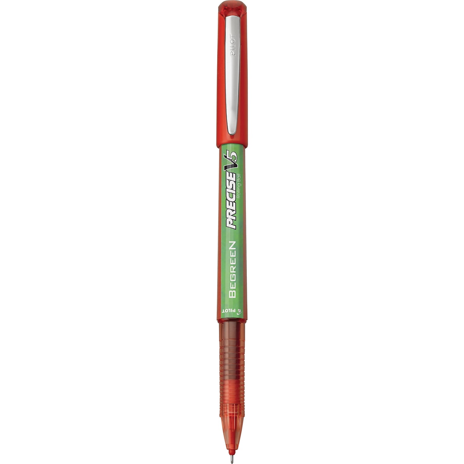 Precise V5 BeGreen Rollerball Pen Stick Extra-Fine 0.5 mm Red Ink Red Barrel Dozen 26302