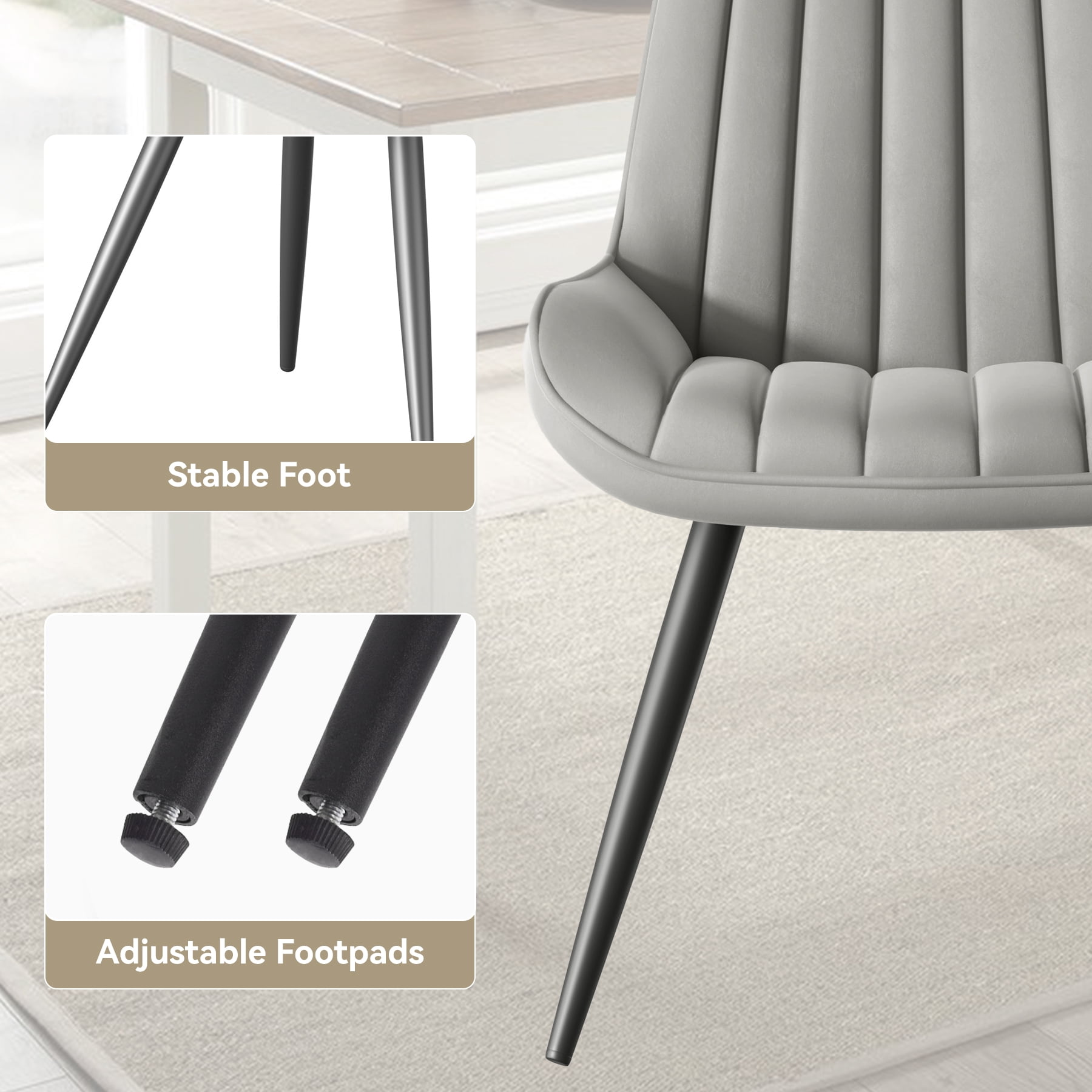 MOONMISS Modern Upholstered Dining Chairs Set of 4 with Thick Cushion,Sturdy Metal Legs,Side Chairs for Kitchen,Living Room