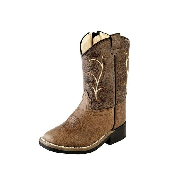 Old West Toddler's All Over Leatherette Material Broad Square Toe Boots