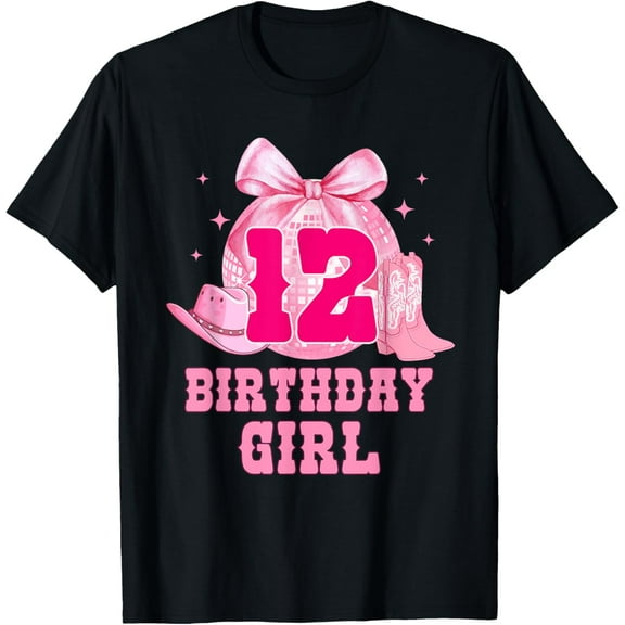12th Birthday Girl Cowgirl Coquette Bow Western Themed T-Shirt