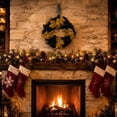 thumbnail image 6 of ShaoXinWan Velvet Bow Christmas Wreath with Hanging Ribbon, 2 Sizes Red Green Luxury Winter Front Door Garland, Soft Flocked Bow Wreath for Wall Mantel Xmas Decor, 6 of 8