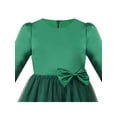 thumbnail image 6 of Sunny Fashion Girls Dress Green White Stripe Christmas Bow Tie Party Holiday 3/4 Sleeve 6 Years, 6 of 8