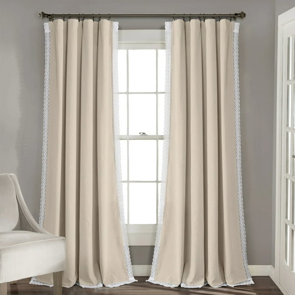 Lush Decor Rosalie Window Curtain Panel Pair, 84" Long x 54" Wide, Neutral