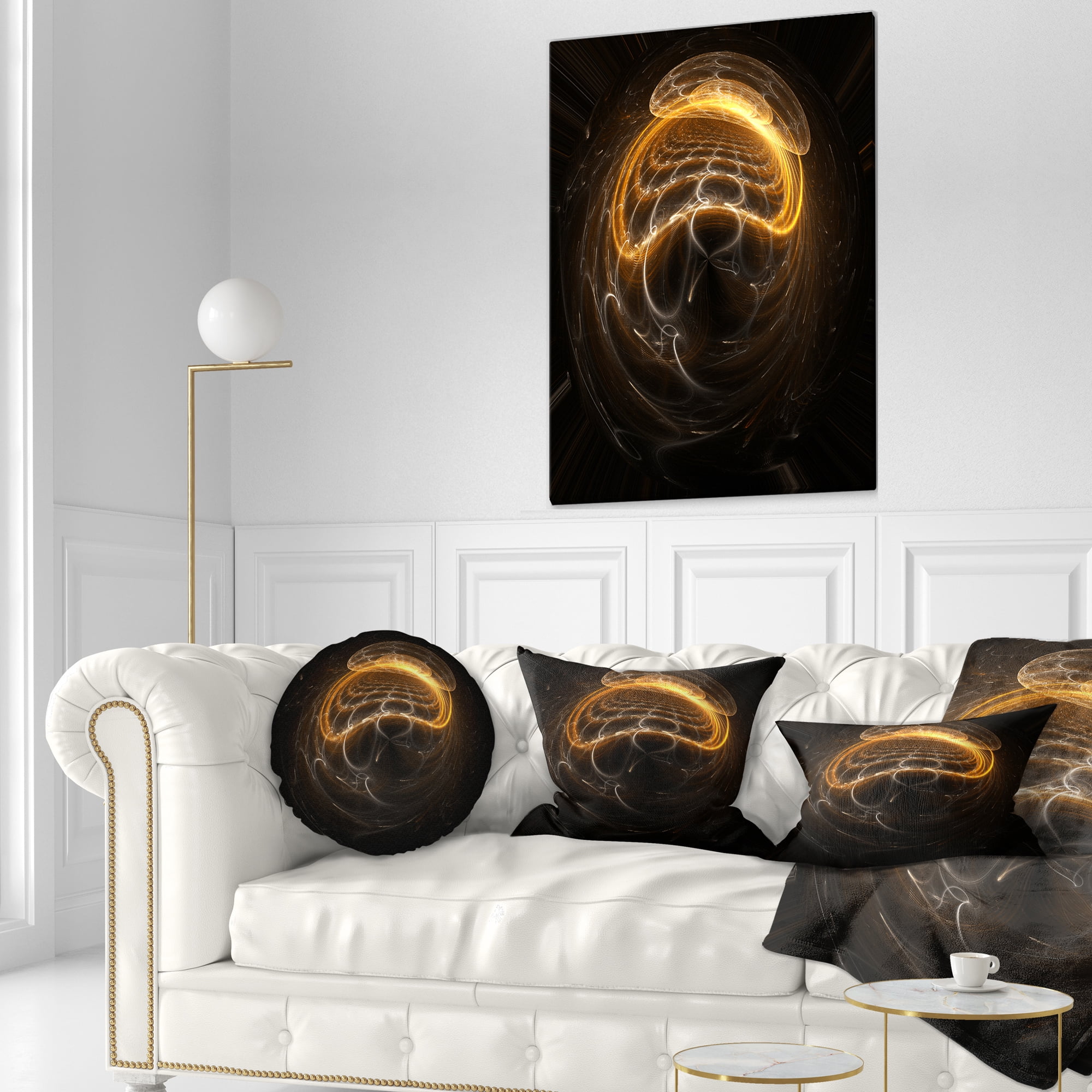 Designart Beautiful Fractal Sphere Pattern - Flower Throw Pillow - 12x20