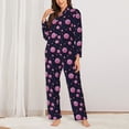 thumbnail image 2 of Pofeuu Pink Planets And Stars Print Womens Pajamas Set Long Sleeve Sleepwear Button Down Nightwear Soft Pj Lounge Sets Button Down Pajamas Women-Large, 2 of 7