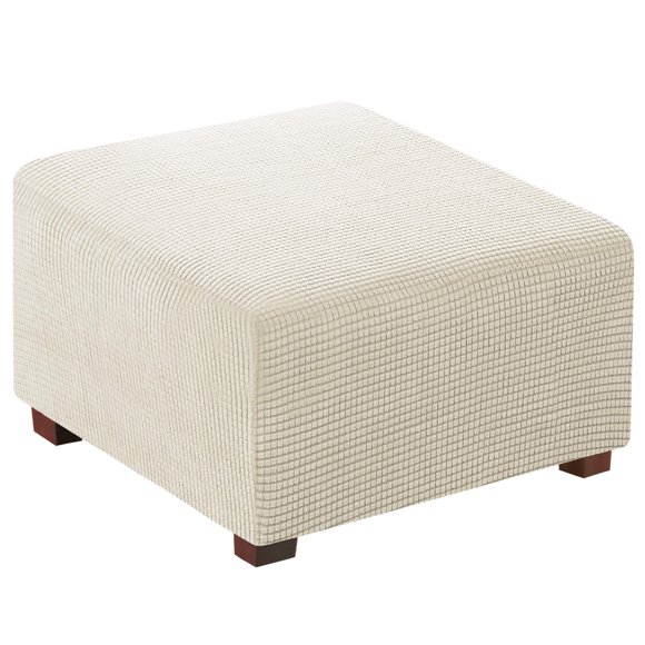Flamingo P Housse Extensible pour Ottoman Housse de Protection pour Meubles Tabouret de Rangement Pliant Housse Douce avec Fond Élastique - Biscotti Beige