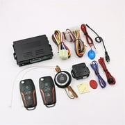 Car Alarm System + Remote Engine Start Push Start Stop Button Keyless Entry Kit