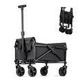thumbnail image 3 of Collapsible Wagon Cart, 220LB Durable Utility Wagon with Flat-Free Wheels, Folding Outdoor Cart for Camping, Beach, Picnic, Grocery, Sports, Black, 3 of 10
