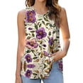 thumbnail image 2 of Mifsaly Flowy Tank Top Women Scoop Neck Pleated Front Sleeveless Summer Top Boho Printed Daily Work Blouse Flattering Loose Fit Lightweight Vacation Going Out Shirt XXL, 2 of 5