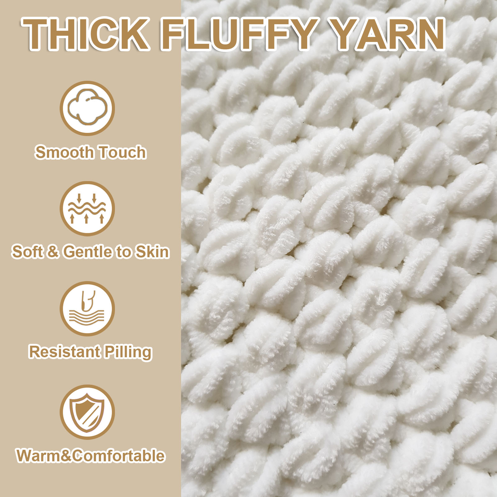 Uxcell 3 Pcs Blanket Yarn, 49 Yards Fluffy Velvet Plush Bulky Thick Chenille Chunky Yarn for Soft Velvet Blanket Shawl Scarf Crochet Hand Knitted Crafts, Golden Yellow