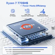17.3 New Business Laptop, AMD Ryzen 7 7735HS (8C/16T), 16GB RAM 1TB NVMe SSD, Radeon 680M for Light Gaming, PD 100W Type-C WiFi-6E BT5.2 Fingerprint Unlock Backlit Keyboard for Working & Student