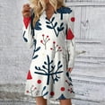 thumbnail image 2 of WTOBBY Women's Holiday Printed Dress Loose V-Neck Long Sleeve Casual Christmas Party Wear with Festive Theme Pattern for Seasonal Occasions,White L, 2 of 6