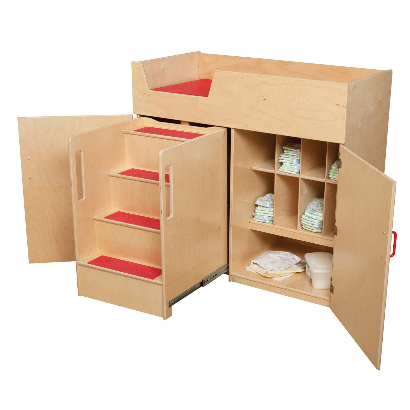 Wood Designs Deluxe Changing Table with Safety Steps Natural
