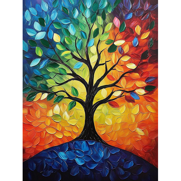 Colorful Tree of Life Decor Painting/Canvas Art， Suitable for Living Room， Bedroom， Office， Dining Room， Kitchen， Hallway， Studio， Apartment， Coffee Shop， Bar， Hotel and Gallery Decoration.