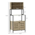 thumbnail image 7 of Spaco Baker's Rack with Power Outlet and Storage Shelves, Microwave Stand with Louvred Door Cabinets, Baker Rack for Indoor as Kitchen, Bar, Dining Room, Gray, 7 of 7