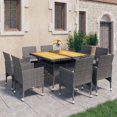 thumbnail image 1 of vidaXL 9 Piece Garden Dining Set Poly Rattan and Acacia Wood Grey, 1 of 5