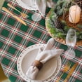 thumbnail image 3 of Christmas Tablecloth Indoor Festive Xmas Fabric Table Decor Cover Shiny Metallic Yarn, Gingham Plaid, Green, Round 60 in, 3 of 5
