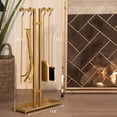 thumbnail image 6 of Barton 5-Piece Fireplace Tools Sets Gold Handle Wrought Iron Large Fire Tool Set & Holder Outdoor Fireset Fire Pit Stand, 29", 6 of 7