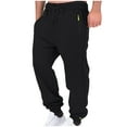 thumbnail image 2 of Xdegoge Plus Size Mens Cargo Pants Elastic Waist Drawstring Jogger Casual Cozy Soft Trousers Loose Workout Lounge Pant Fall Winter Lightweight Sweatpants with Pockets, 2 of 9