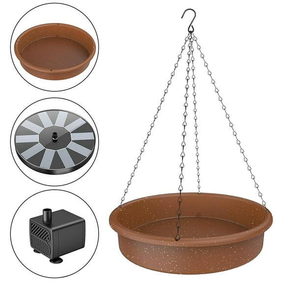 Hanging bird bath with solar fountain solar hummingbird bath fountain