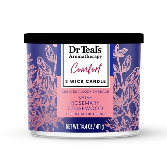 Dr Teal's Aromatherapy Comfort Wellness Candle with Sage, Rosemary, & Cedarwood, 14.4oz