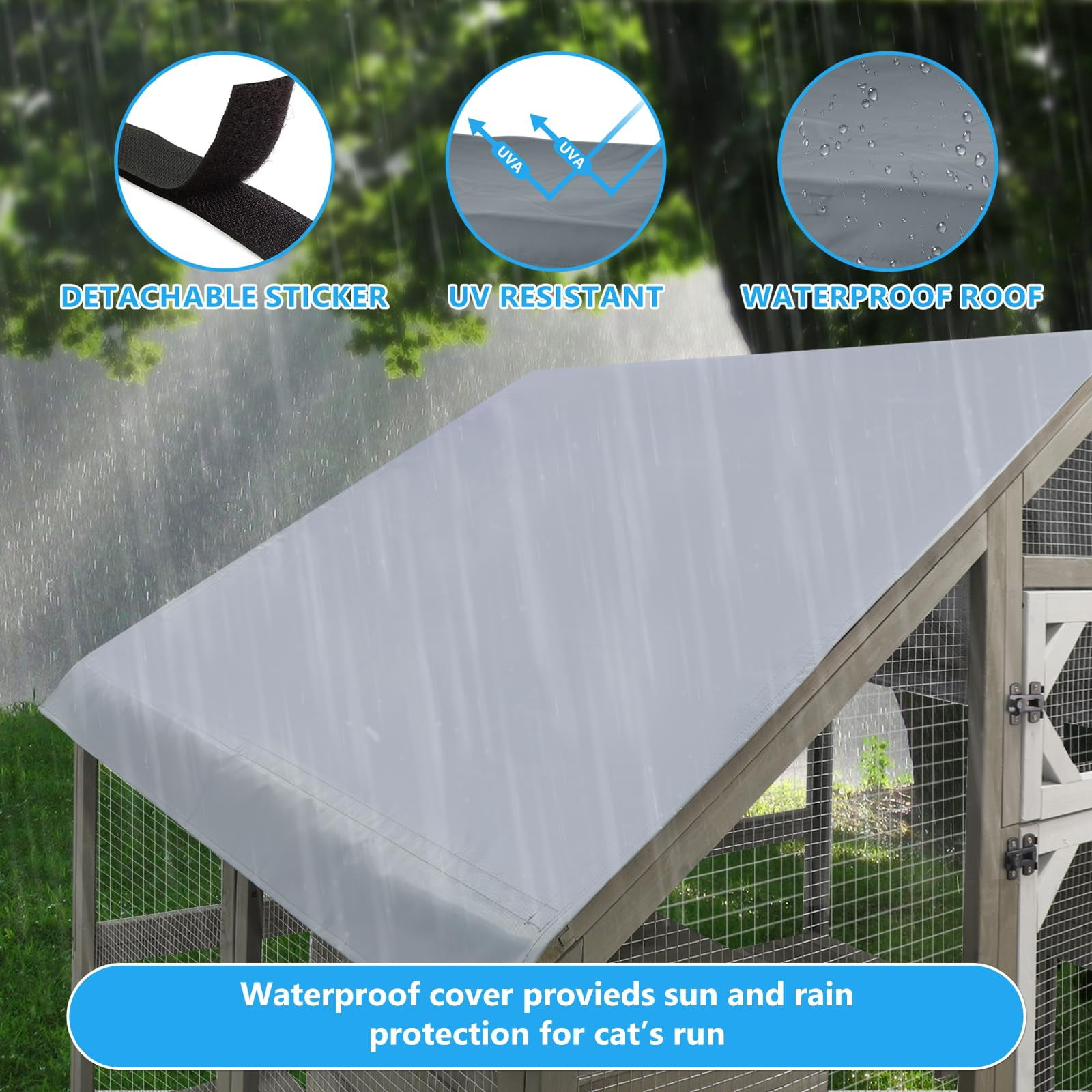 Gowoodhut 69.9" L Catio Outdoor Cat Enclosure for Multiple Cats，Wooden Walk in Cats Shelter Kitty Enclosure