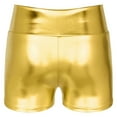 thumbnail image 6 of YONGHS Gymnastics Booty Shorts for Women Shiny Metallic Biker Dance Yoga Cheer Athletic Hot Pants Gold L, 6 of 7