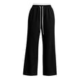 thumbnail image 5 of Trousers Pants for Women Plus Size Wide Leg Pants with Pockets Elastic Waist Loose Long Pants Casual Lounge Workout Jogger, 5 of 9