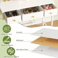 thumbnail image 3 of HIGDBFE Small Makeup Vanity Desk with Lighted Mirror, 3 Fabric Drawers and Height-Adjustable Stand, White Vanity for Bedroom and Small Spaces,35.4" W, 3 of 8