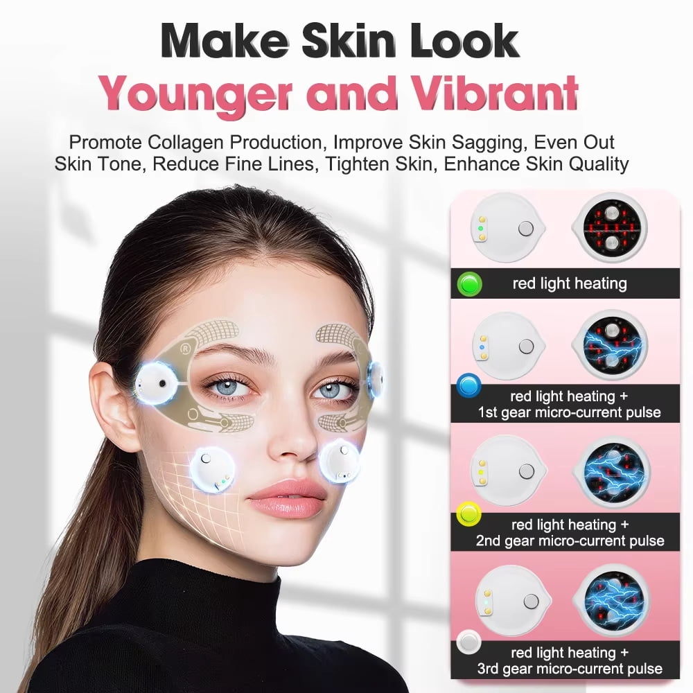 Jitesy Micro-current Revitalizing Eye Massager with Red Light & Gel Patches for Eyesore Reduction & Eye Contour Improvement