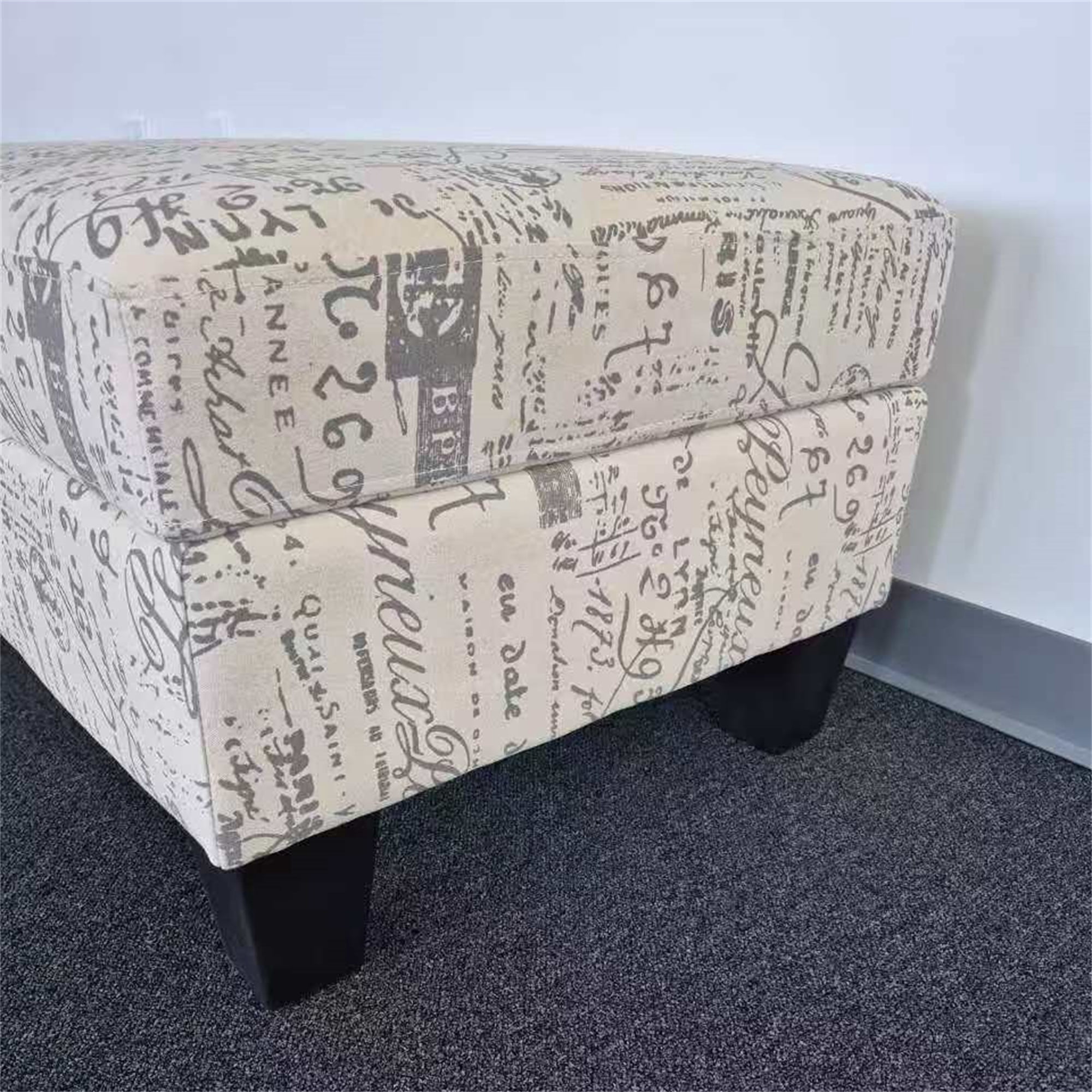 Aukfa 32" Storage Ottoman Bench with Lift Top for Home Office, Linen, Beige