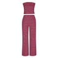 thumbnail image 4 of YueHuiYing Women's Striped Tube Top Sleeveless Two Piece Set Casual Fashion Pants Outfit Lightweight Comfortable For Daily Wear And Street Style, 4 of 8