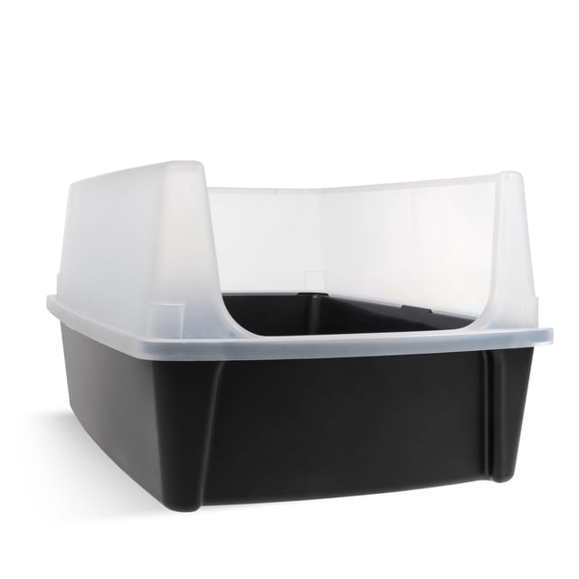 Caja de arena para gatos IRIS USA XXL con la parte superior abierta, 30 de largo x 20 de ancho x 14 de alto, color negro