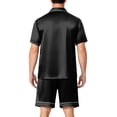 thumbnail image 4 of Resicozy Pajamas Set for Men Silk Satin Sleepwear Short Sleeve Button Down Pjs Set 2 Piece Loungewear with Pockets Black S, 4 of 6