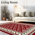 thumbnail image 2 of ODIKA 4'x6' Machine Washable Non-Slip Area Rug, Nordic Interlocking Rhombus Web with Delicate Framework and Monochrome Palette High Traffic Rug, Red, 710384, 2 of 7