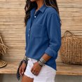 thumbnail image 6 of Stamzod Long Sleeve Tops for Women Dressy Casual Corduroy Button Up Shirt Fall Fashion Collared Work Blouse with Pocket, 6 of 8