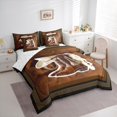 thumbnail image 3 of jejeloiu Brpwn Cowboy Boots 7pcs Bedding Comforter Set,Rustic Cowhide Pattern Queen Bedding Sets,Cabin Farmhouse Queen Sheet Sets For Boys Girls,Breathable Home Decor Reversible, 3 of 8