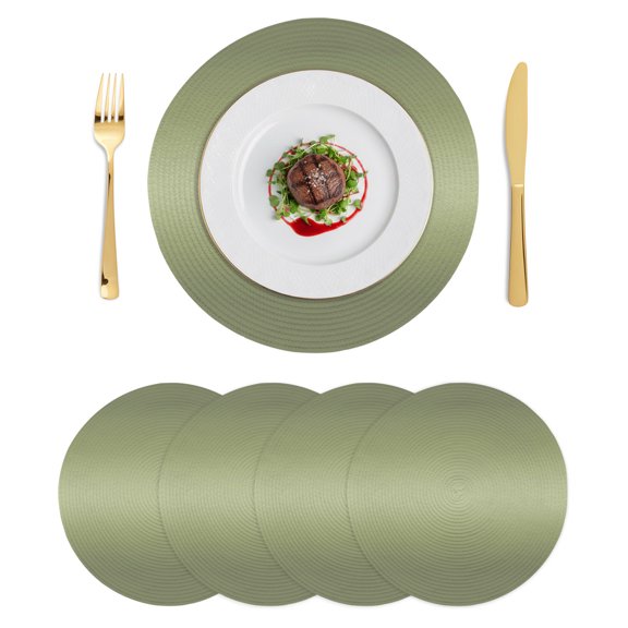 Round Placemats Botanical Sage Green Gradient 15 inch Set of 4 Table Mats for Dining Table Abstract Minimalist Trees Heat Resistant Non-Slip Kitchen & Home Decorative Place Mat Set