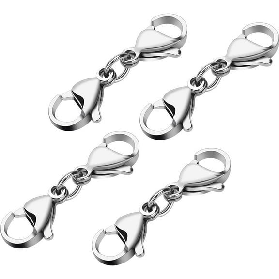 4 Pieces Silver Double Lobster Clasps Mini Bracelet Extender Clasps Replacement ,Metal Lobster Claw Clasps for DIY Jewelry Making Bracelet Crafts