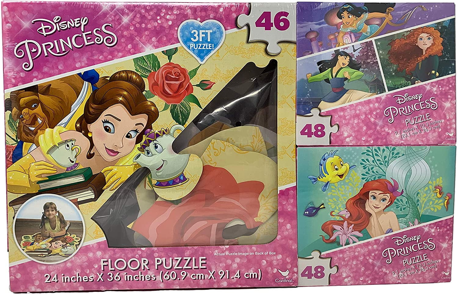 Deluxe 3 PK Princess Floor Puzzle & Jigsaw Puzzles in Package Set ...