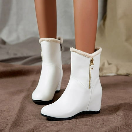 

Akiihool Winter Boots for Women Western Boots Ladies Vintage Wide-calf Boots Women s Western Boots Cowgirl Boots Mid Calf Boots (White 7)
