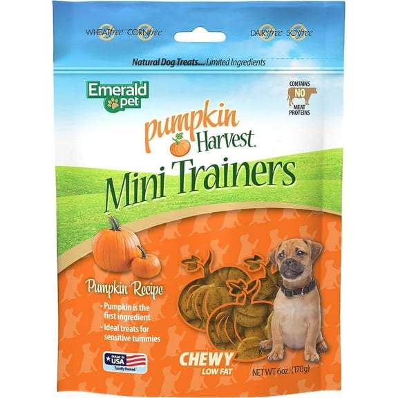 Emerald Pet Pumpkin Harvest Mini Trainers: Protein-Sensitive Dog Chew Treats