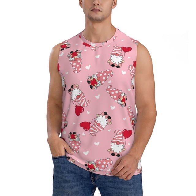 Balery Gnome With Heart Camisetas sin mangas para hombre, absorbe la humedad y protege contra el mal olor.-3X-Large